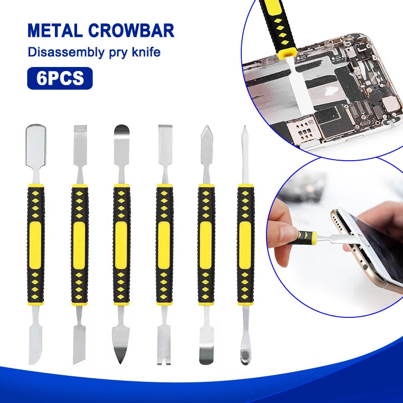 Hardened Claw Nail Double Headed Pry Bar 6-in-1 Disassembly Battery Screen Frame Flat Pry Bar Injection Molding Repair Tool