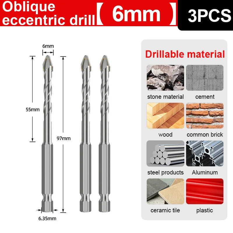 LIDAO 1/10pcs Tile Drilling Drill Shank 6.35mm Glass Cement Metal Marble High Hardness Electric Drill Accessories Dry Tools