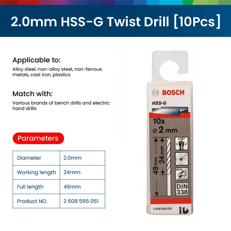 Bosch Electric Metal Drill Bit Set Woodworking Rotate Power Accessories Tool 1-10mm Hss-G Wood Drill Bits Punching Hole Saw Tool
