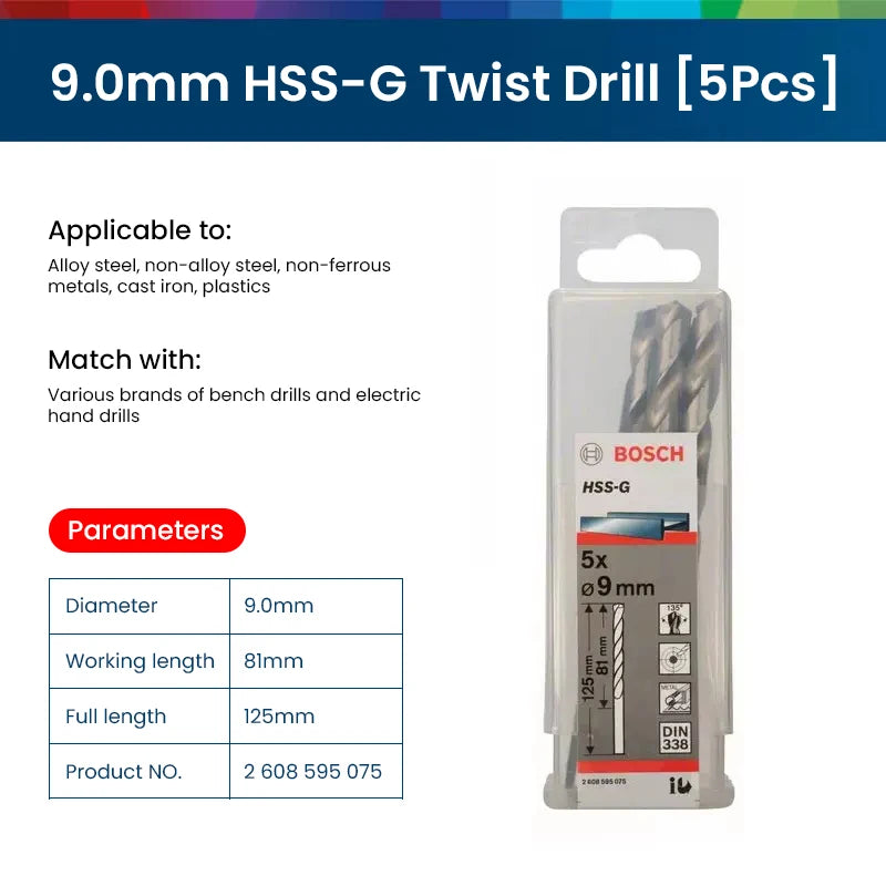 Bosch Electric Metal Drill Bit Set Woodworking Rotate Power Accessories Tool 1-10mm Hss-G Wood Drill Bits Punching Hole Saw Tool