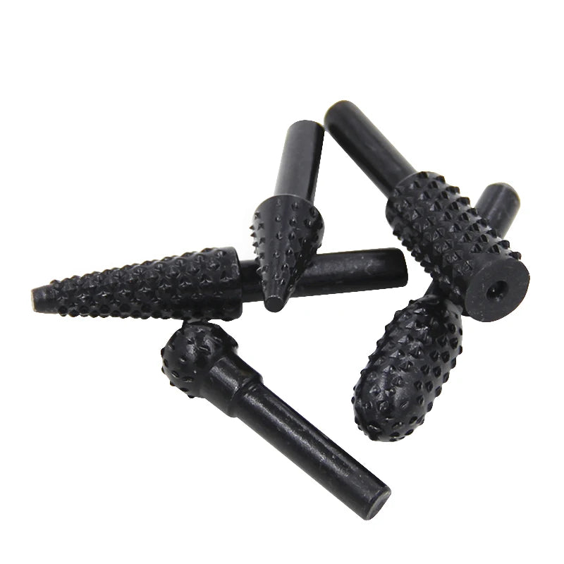 5pc Black Woodworking Wolf Tooth Stick Rotary File DIY Grinding Accessories Set Electric Grinding Head Tool
