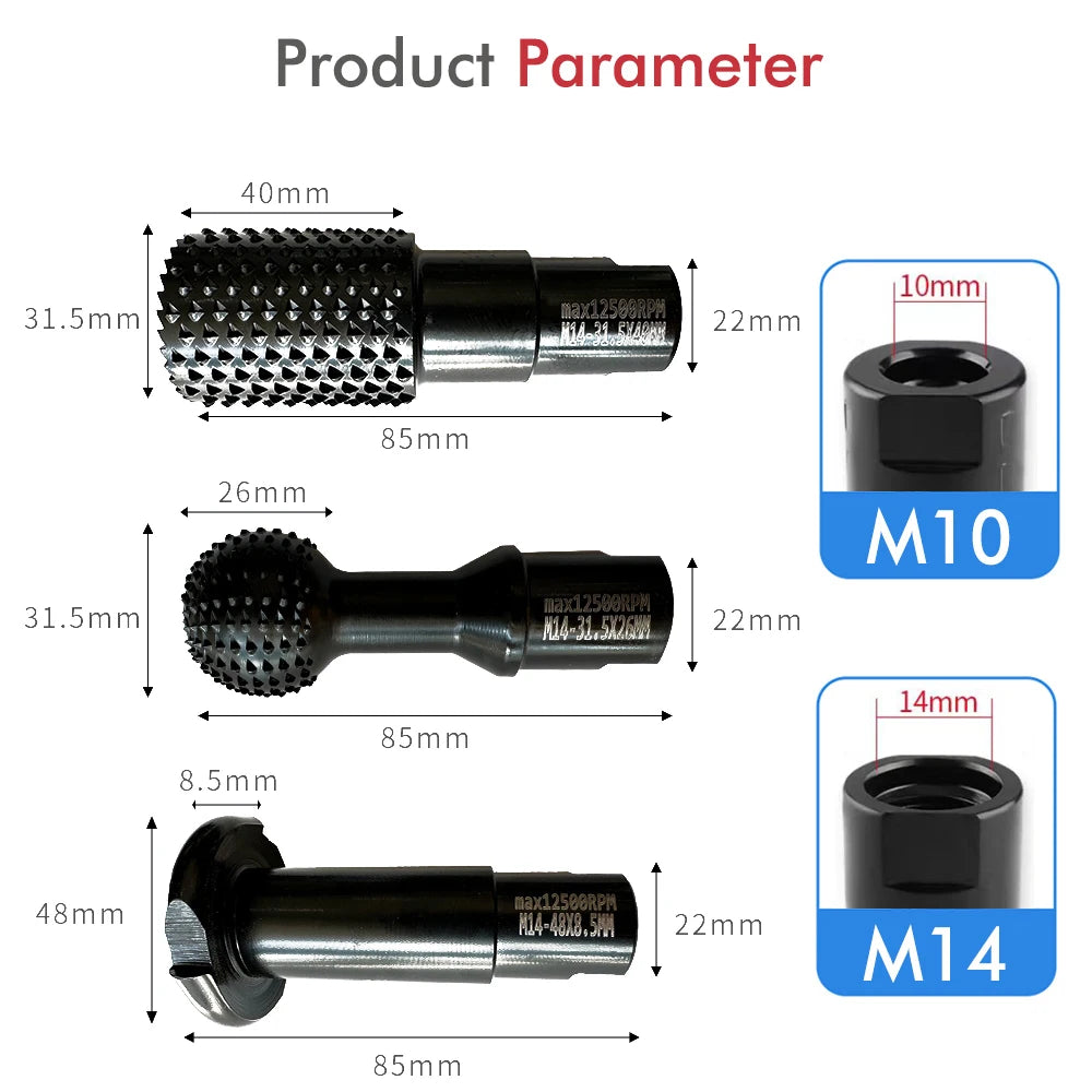 Woodworking Carving And Polishing Set Tools 10/14mm Power Carving Attachment for Angle Grinder Wooden Groove Carving Tool