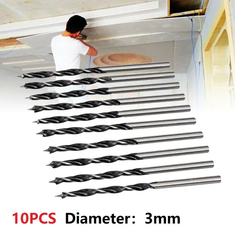 10pcs Woodworking Drill Bit Quick Change Metal Tools 1/4" Hex Shank Wood HCS Drill Bit Set Round For Handle Tool Accessory