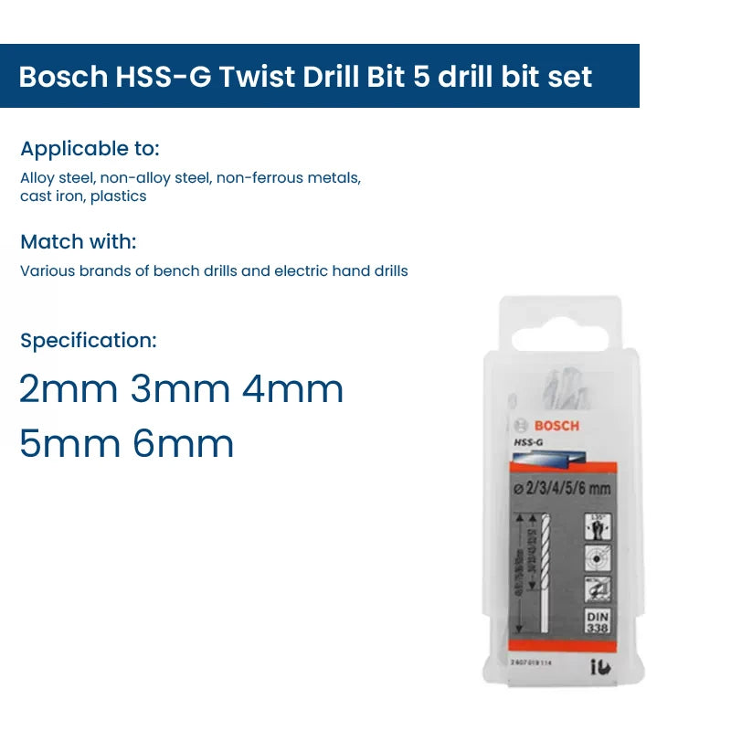 Bosch Electric Metal Drill Bit Set Woodworking Rotate Power Accessories Tool 1-10mm Hss-G Wood Drill Bits Punching Hole Saw Tool