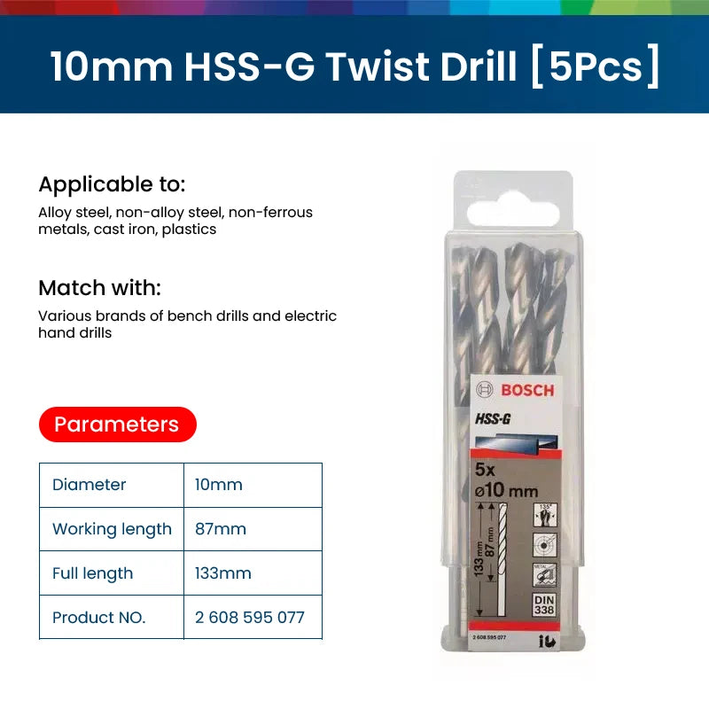 Bosch Electric Metal Drill Bit Set Woodworking Rotate Power Accessories Tool 1-10mm Hss-G Wood Drill Bits Punching Hole Saw Tool