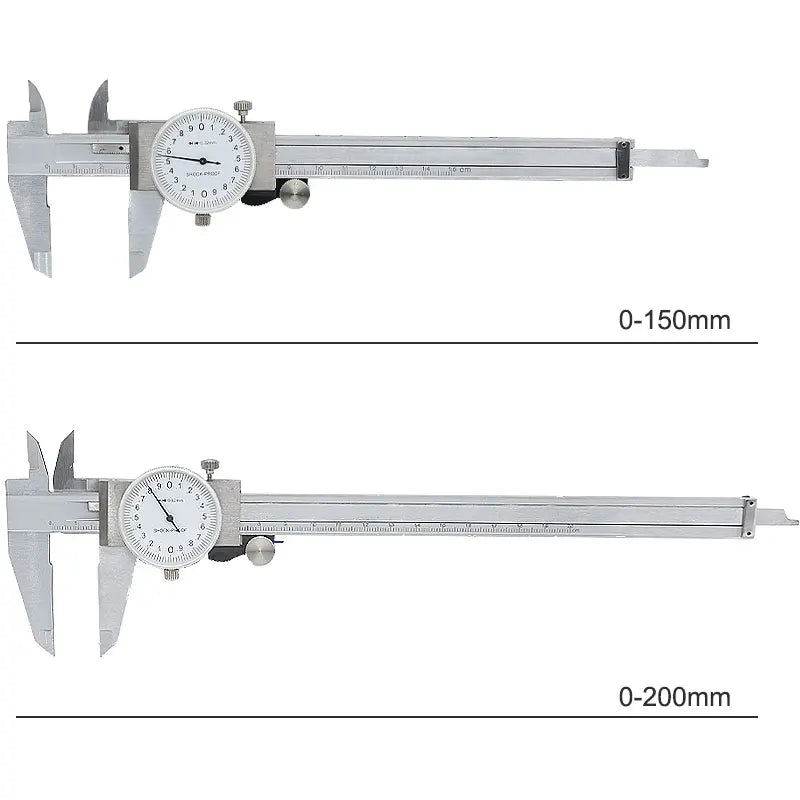 Dial Calipers High Precision Metal Vernier Calipers Shockproof Height Depth Inner Outer Diameter Tester 0-200 mm Measuring Tools