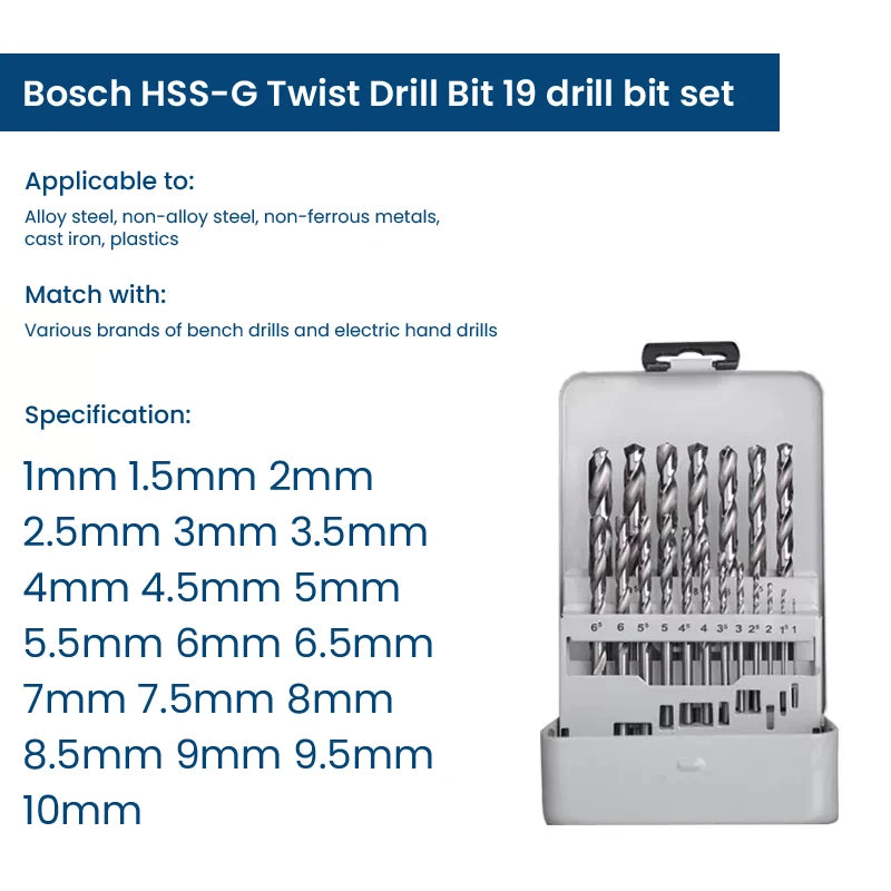 Bosch Electric Metal Drill Bit Set Woodworking Rotate Power Accessories Tool 1-10mm Hss-G Wood Drill Bits Punching Hole Saw Tool