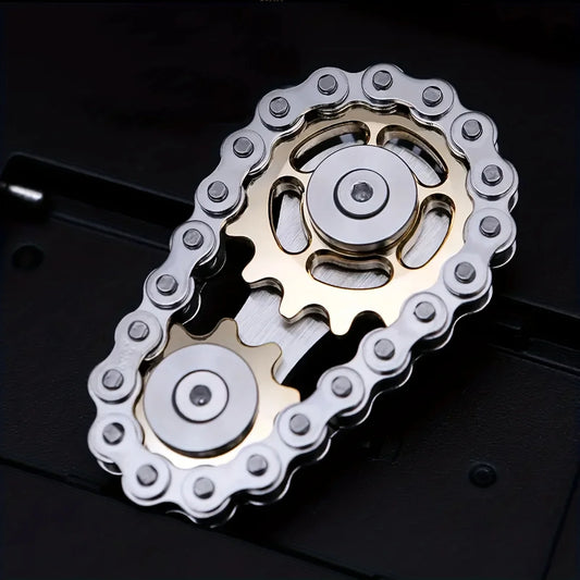 Relieve pressure on chain fidget spinner metal toys with gear chain teeth flywheel and sprocket chain wobble